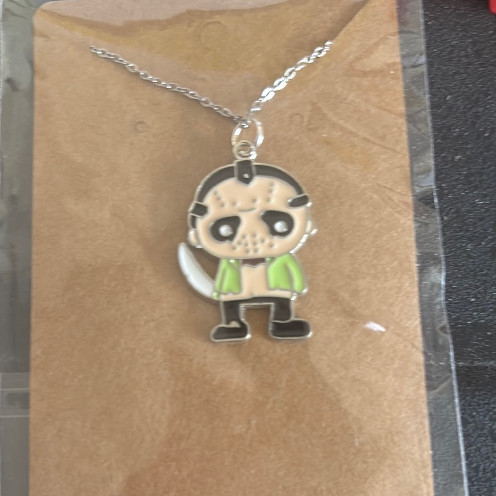 Silver Necklace with Cartoon Character Pendant